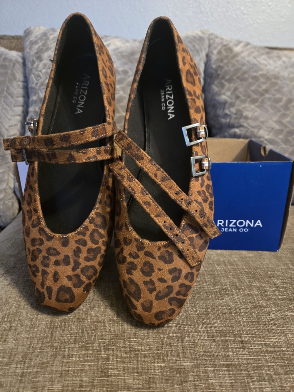 Arizona Jean Company Leopard-Print Mary Jane Flats - Brown